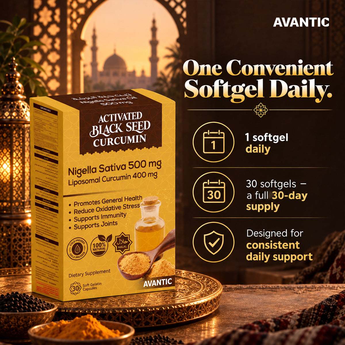 Activated Black Seed Curcumin – One softgel daily, 30 softgels for a 30-day supply [en]