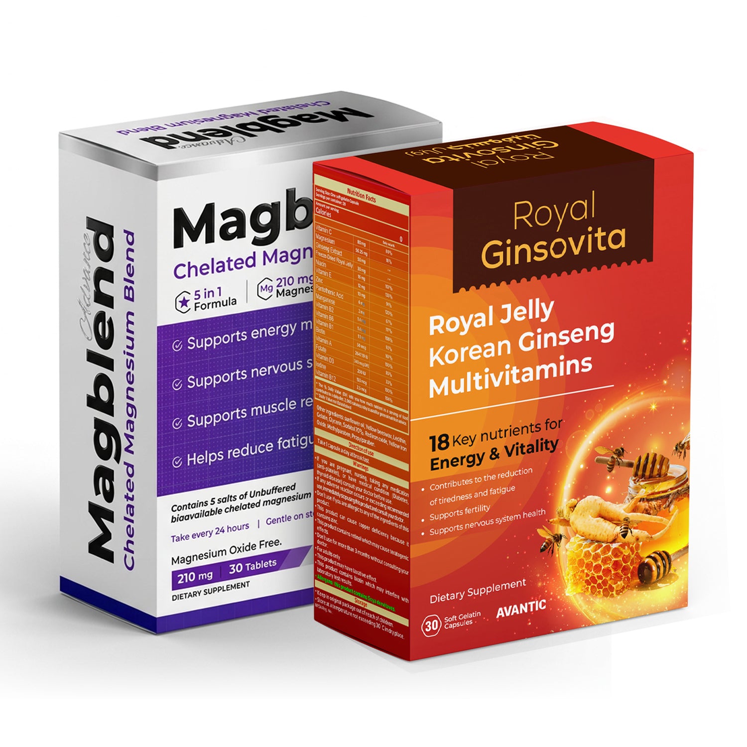AVANTIC Royal Ginsovita (30) + Magblend Energy & Recovery Pack