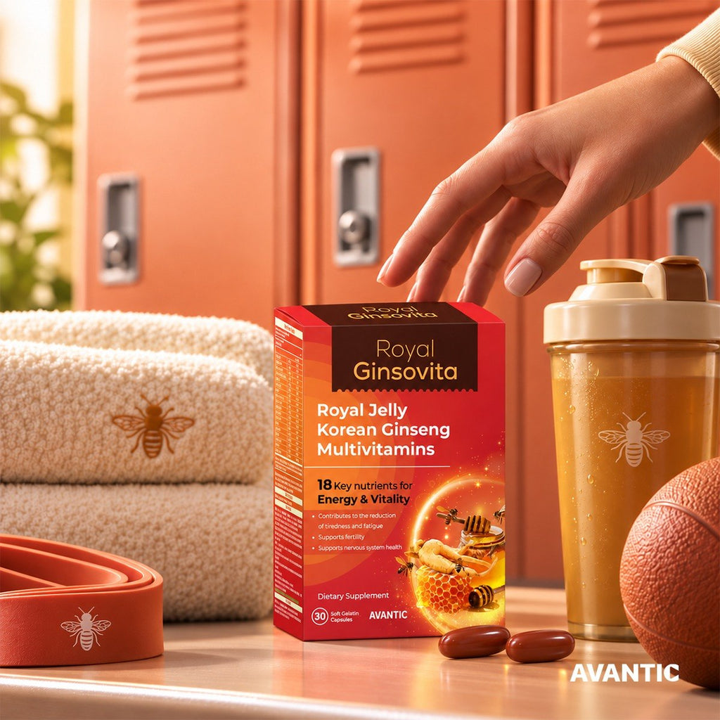 Avantic Royal Ginsovita royal jelly and Korean ginseng softgels – lifestyle