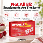 Optimelt B12 – Methylcobalamin 1000 mcg active form, fast-dissolving, cherry flavour, sugar-free [en]