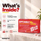 Optimelt B12 – What's inside: 1000 mcg methylcobalamin per tablet, 30 servings per pack [en]
