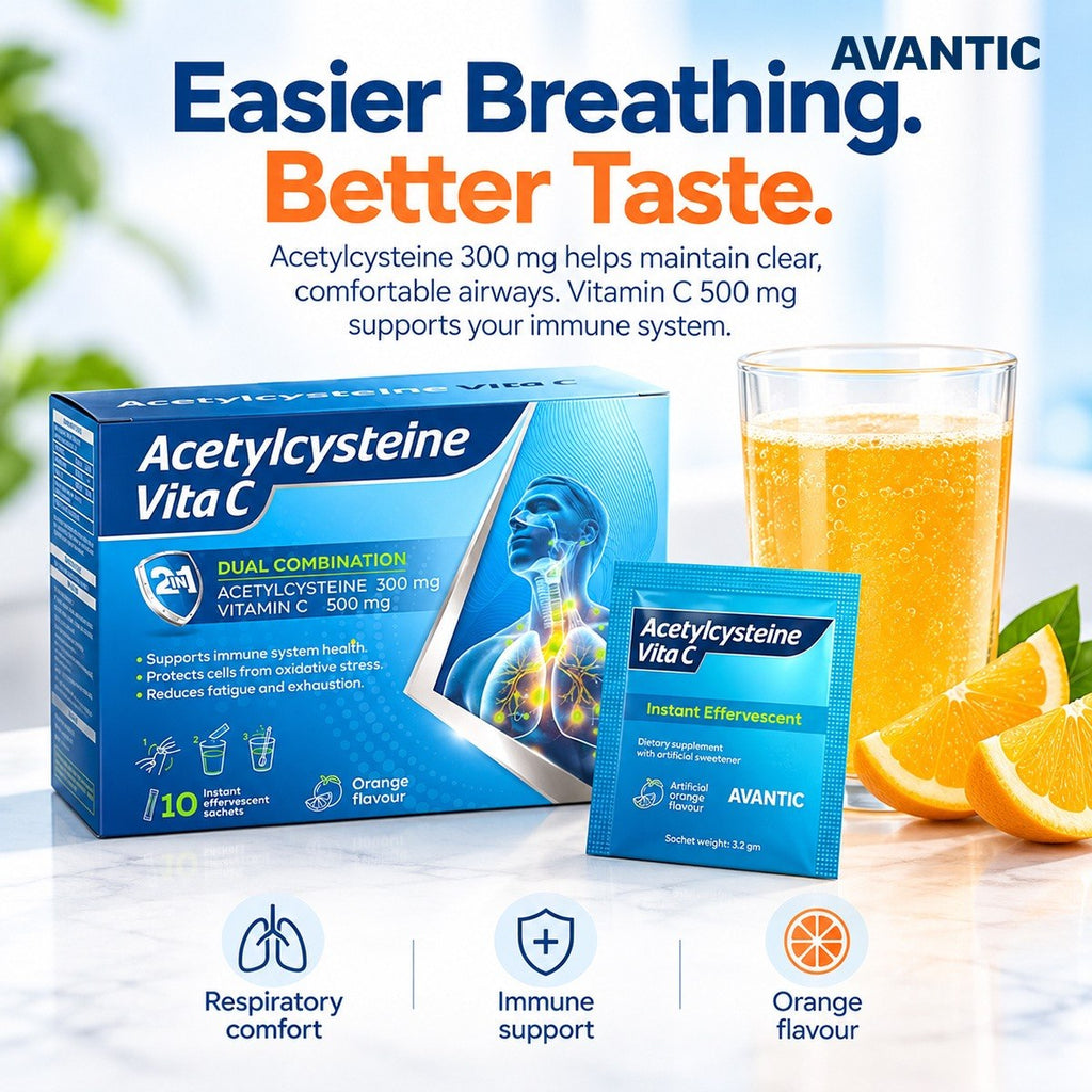 Acetylcysteine Vita C – Easier breathing, better taste, orange flavour [en]
