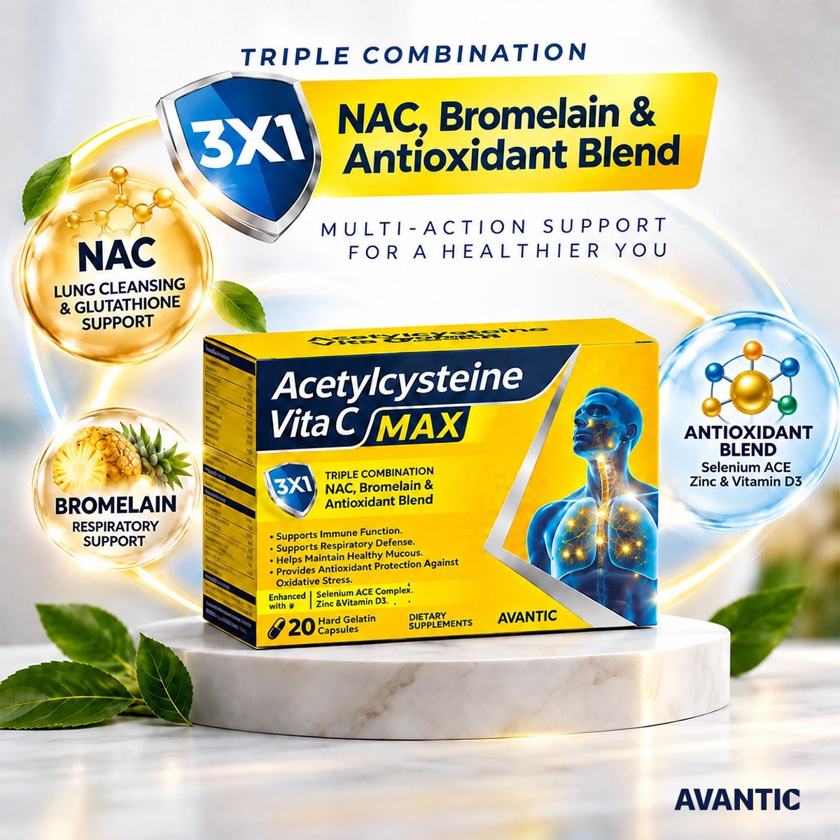 Acetylcysteine Vita C MAX – Triple combination: NAC, bromelain and antioxidant blend [en]