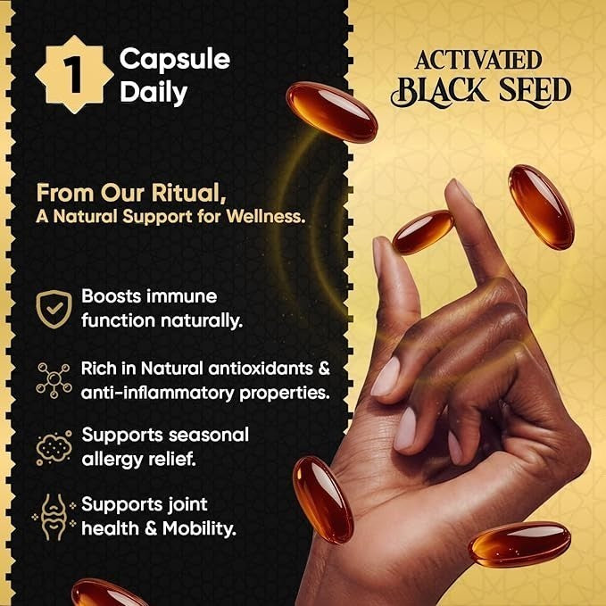 Avantic Activated Black Seed Oil 1000mg Softgels | Immune Support – 30 Softgels