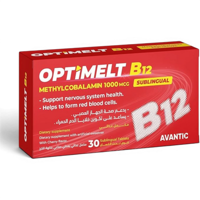 Avantic Optimelt B12 1000mcg | Fast-Melting Methylcobalamin Sublingual Tablets