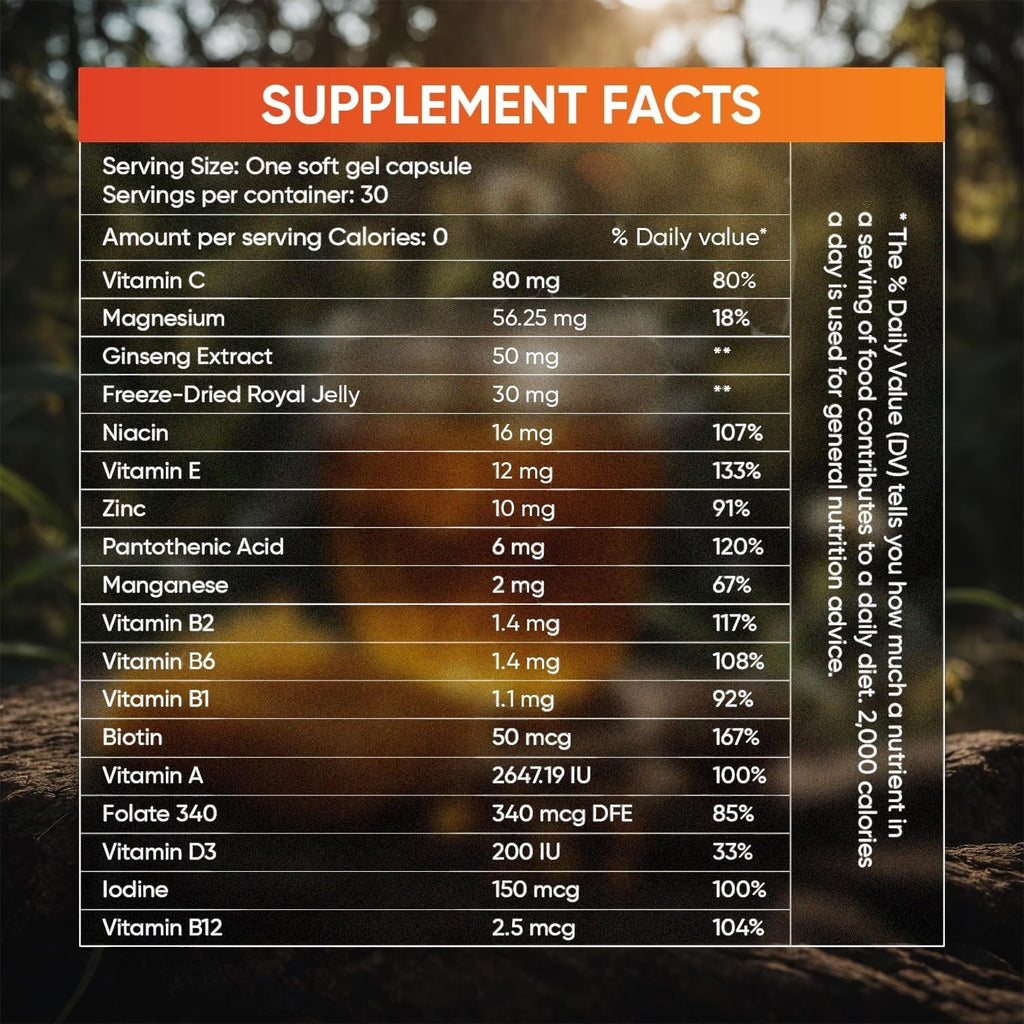 Avantic Royal Ginsovita | Royal Jelly, Korean Ginseng & 18 Essential Nutrients