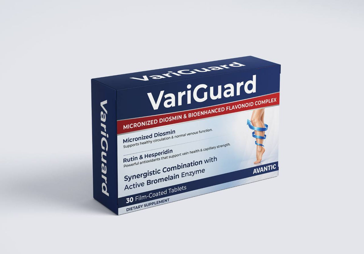 فاريجارد من أفانتك – ديوسمين ميكرونايزد وهسيبيريدين وروتين وبروميلين، 30 قرص | Avantic VariGuard Micronized Diosmin, Hesperidin, Rutin & Bromelain 30 Tablets
