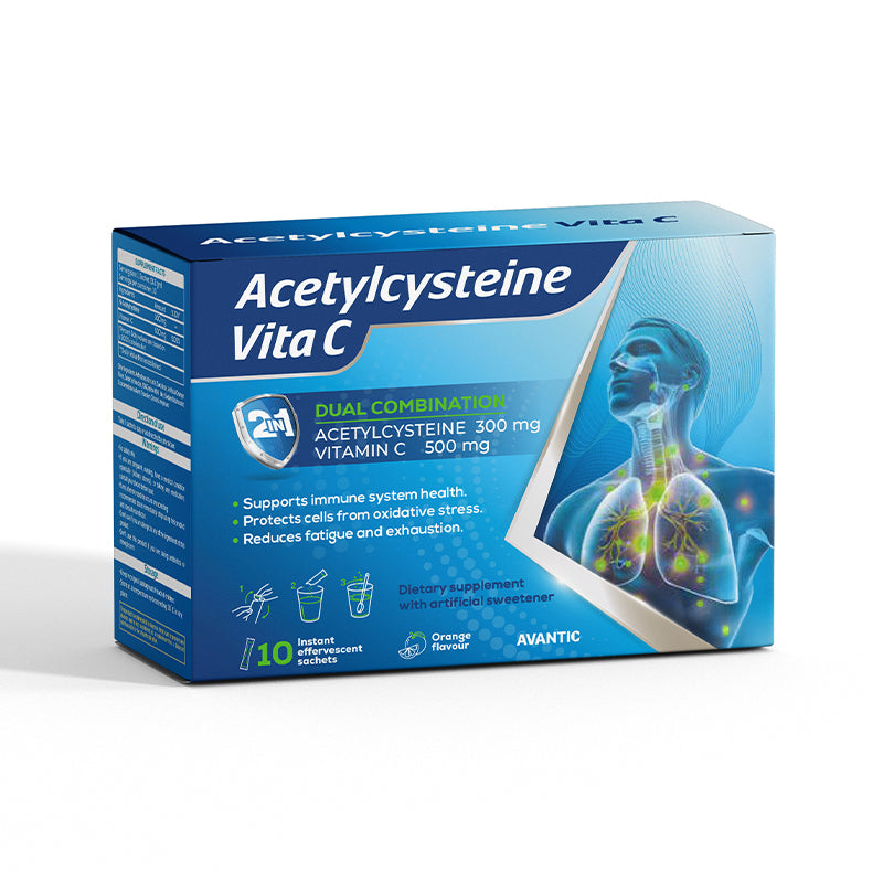 Avantic Acetylcysteine Vita C Effervescent Sachets | Vitamin C 500mg – Respiratory & Immune Support