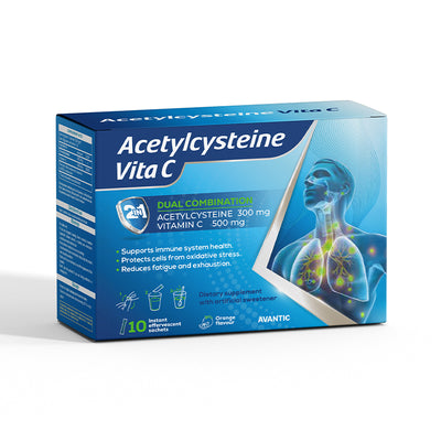 Avantic Acetylcysteine Vita C Effervescent Sachets | Vitamin C 500mg – Respiratory & Immune Support