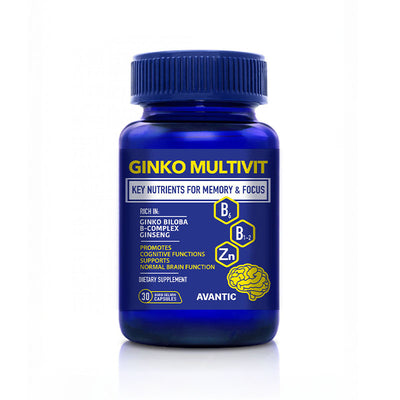Avantic Ginko Multivit Capsules | Ginkgo Biloba, Panax Ginseng & B-Complex – 30 Capsules