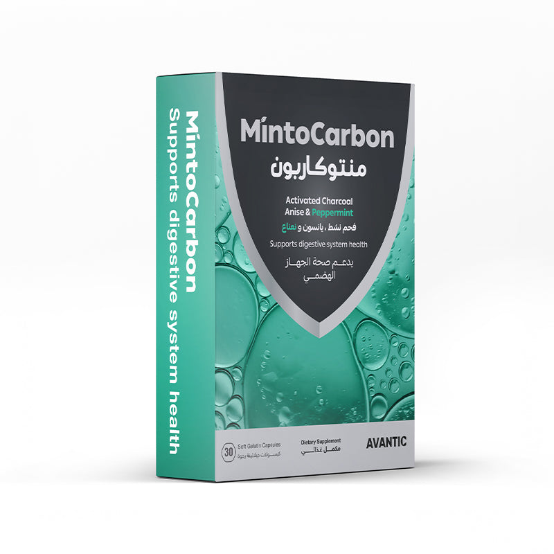 Avantic MintoCarbon Softgels | Activated Charcoal, Peppermint & Anise Oil – 30 Softgels