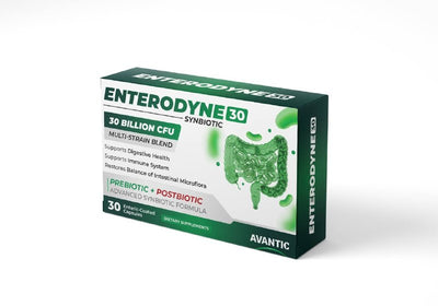 Avantic Enterodyne 30® | 30 Billion CFU Probiotic, Prebiotic & Postbiotic – Advanced Synbiotic Gut Support 30 Capsules