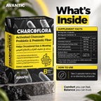 Charcoflora – Supplement facts: activated charcoal 405 mg, FOS, anise, fennel and 2 billion CFU probiotic blend [en]